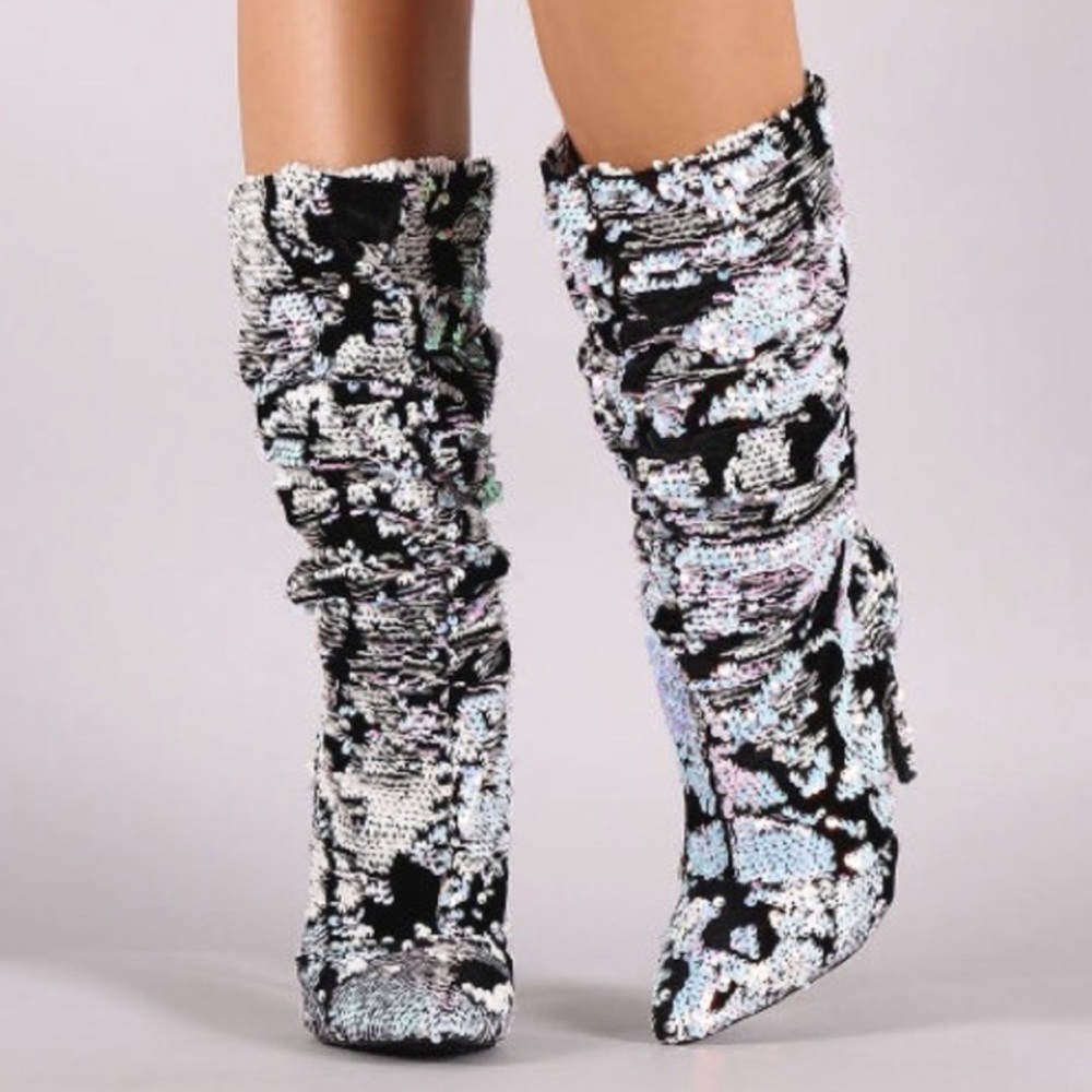 🎀Pink Iridescent Velvet Slouchy Boots 🔥🔥🔥